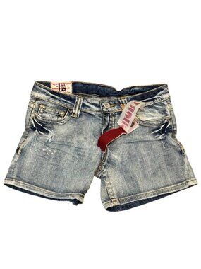 1st Kiss Distressed Denim Shorts Womens Size 7 Blue Casual Summer Style